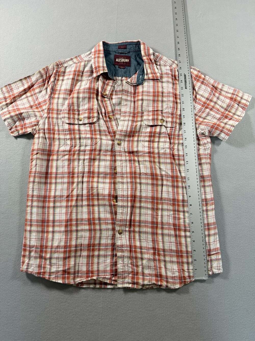 Alesbury Men's Slim Fit Short Sleeve Button-Up Plaid Shirt